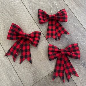Hobby Lobby Buffalo Check Bow Ornaments Set of 3